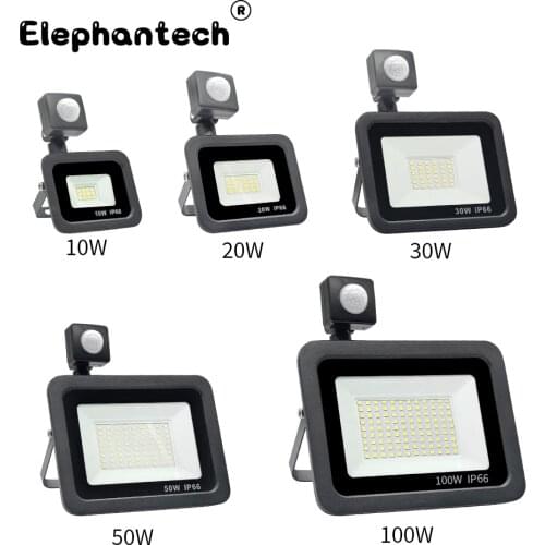 LED PIR motion sensor floodlight for outdoors wall 220V White 100W 50W 30W 20W 10W Waterproof lamps garden LED outdoor spotlight