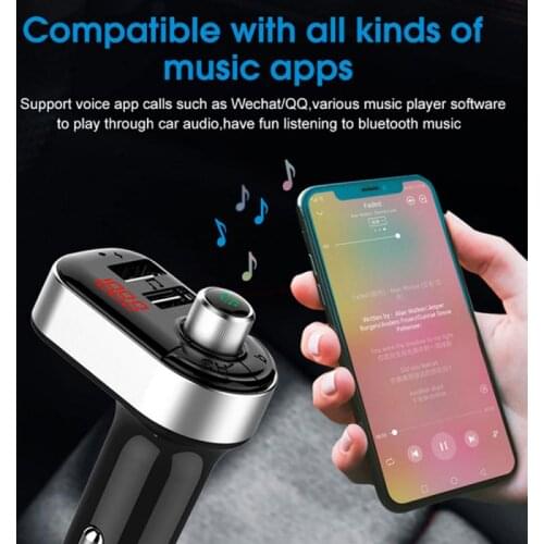 1Pcs Universial Wireless In-Car Bluetooth FM Transmitter MP3 Radio Adapter Car Truck Fast USB Charger Cigarette Lighter Socket