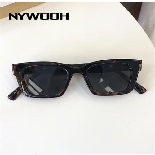 NYWOOH Vintage Rectangle Sunglasses Women Men Retro Small Sun Glasses Ladies Narrow Black Square Shades Eyewear UV400