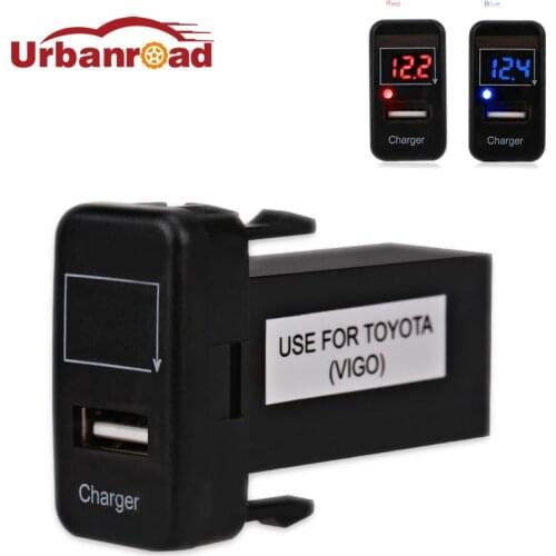 For Toyota Charger Voltmeter USB Adapter Interface Socket Port Voltmeter Auto 12v USB Car Socket Charge Power For Toyota VIGO