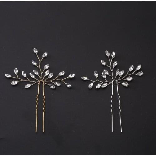 Women Hairpins Hair Clips Headpieces Wedding Hair Jewelry Accessories Crystal Pearls Hair Forks for Bridesmaid Clips Side Comb