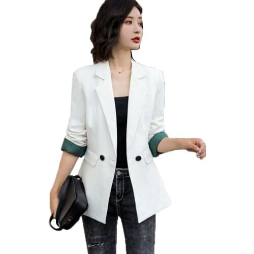 Women Suits Blazers 2020 New Spring Autumn Small Suit Coat Female Elegant White Outerwear Womens Fashion Professional Clothing