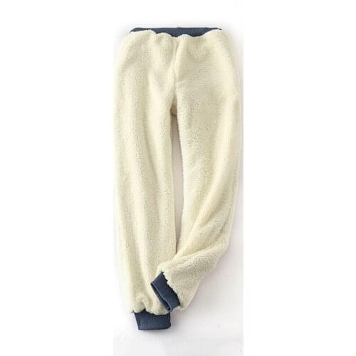 Winter Lambskin Thicker Elastic Waist Pants Loose Large Size Solid Color Cotton Harem Pants Women Casual Warm Trousers