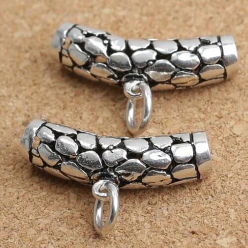 100% 925 Silver Jewelry Tube Beads DIY Bracelet connector beads Jewelry Findings Ring Beads Sterling Amulet