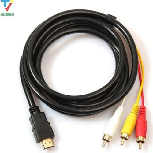 100pcs/lot 1.5M 1080P HDMI to 3 RCA Cable HDMI to AV Male Adapter Audio Video Cable for DVD HDTV STB hdmi to 3RCA cable cheap