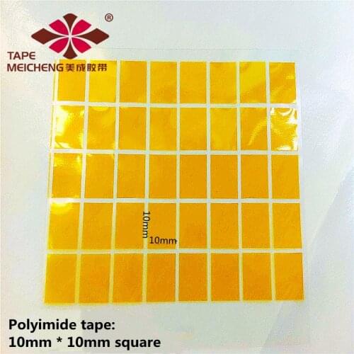 10000 pcs/Batch of Polyimide Film High Temperature Resistant Tape PI Film Length 10mm, Width 10mm Thickness 0.06mm Square