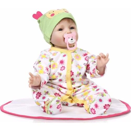 22 inch 55cm bebe gift doll reborn real Soft silicone-reborn-dolls girls kids toys boneca reborn realista