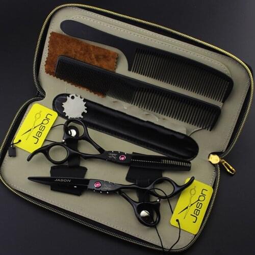 5.5inch Black Painting Hairdressing Cutting Thinning Scissors Set with Combs Case Salon Barber Hair Clipper Shear Tool