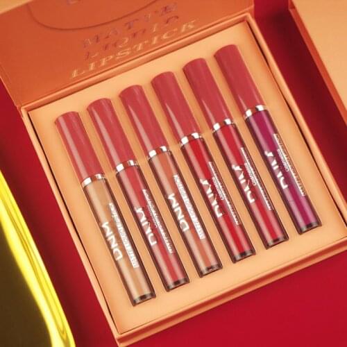 6Pcs/set Velvet Matte Lip Glaze Set Waterproof Lasting Liquid Lipstick Moisturizing Not Easy To Fade Lip Gloss Cosmetic TSLM2