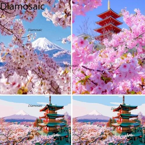 Diamosaic 5D Diamond Painting Full Round Embroidery Picture Cherry Blossoms Mosaic Rhinestone Accessories Cross Stitch Kit Craft