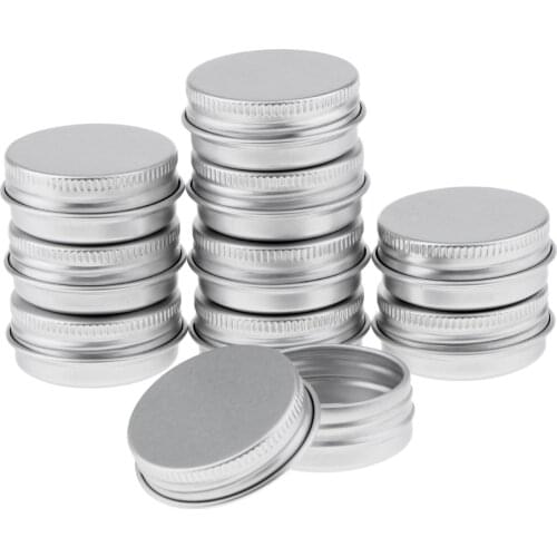 20 Pcs 15 ml Silver Small Aluminum Round Lip Balm Tin Storage Jar Containers with Screw Cap for Lip Balm, Cosmetic, Candles