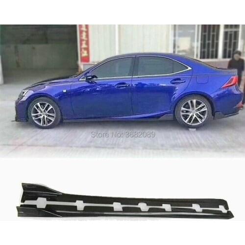 AM Style 2PCS Real Carbon Fiber Side Skirts Glossy Panel Extension Body Kit Add-On Lip For Lexus IS300 Sedan 4-Door 2017-2018