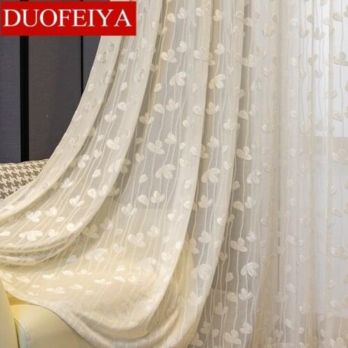 White Curtain American Simple Curtains for Living Dining Room Bedroom Modern Gauze Partition Lace Light Luxury Curtains