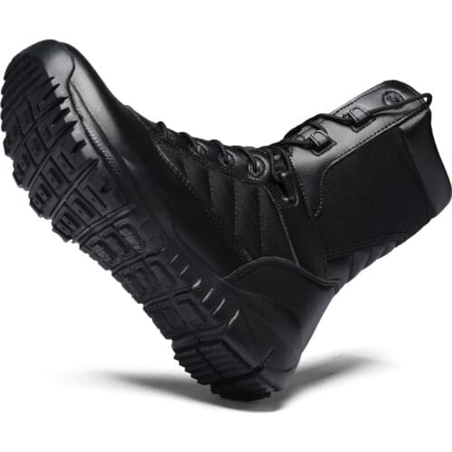 Superstar Leather Boots for Men Black Large Size Desert Boots Mens Anti Slip Military Tactical Training Men Army Combat Boots