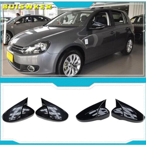 For Volkswagen GOLF 6 VI MK6 GTI R Line R20 Touran Carbon Fiber Pattern Mirror Case Black Side Wing Rearview Mirror Cover