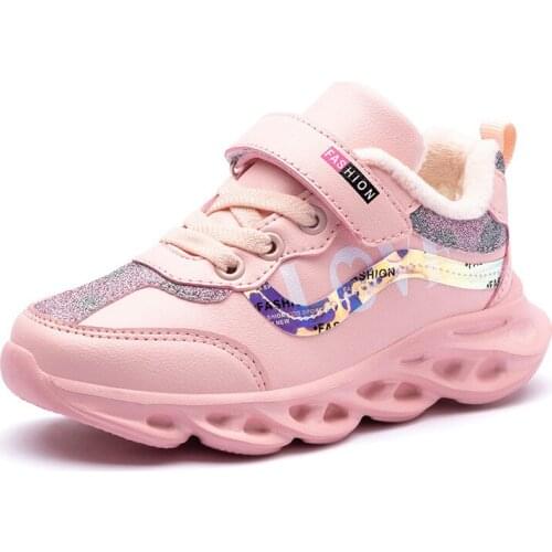 2021 Winter Children Shoes Girls Sneakers Breathable Boots Fashion Kids Shoes For Girls Casual Shoes Students Pink Flat Sneakers
