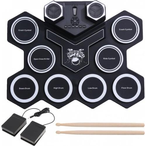 MIDI Bluetooth-compatible Roll Up Electronic Drum Set 8 Silicon Pads Built-in Speakers with Built-in Lithium Battery