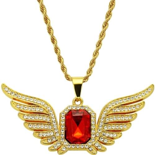 2020 New Hip-hop Wing Ornament Rectangular European And American Hiphop Mens Necklace Pendant