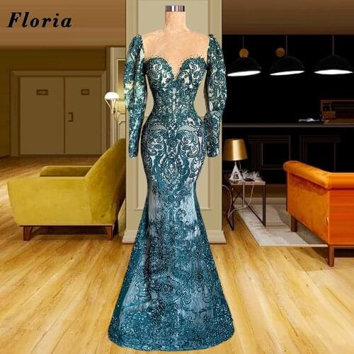 Floria Long Evening Dresses Beaded Crystals Formal Party Gowns For Wedding Elegant Prom Dress Robe De Soiree