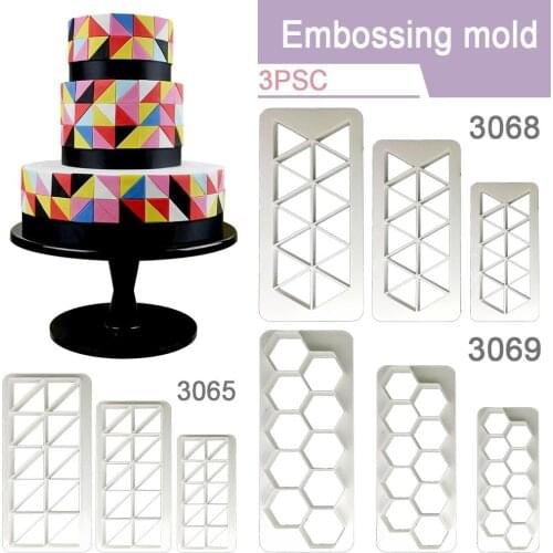 Puzzle Hexagon Geometrical Shape Honeycomb Fondant Biscuit Embossing Mold Silicone Mold Cake Decorating Tools Kitchen Cake