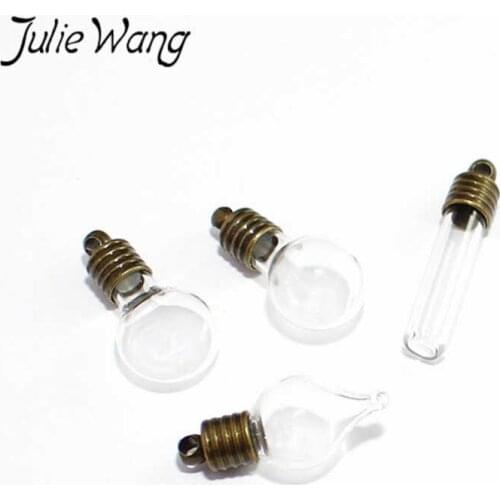 Julie Wang 1PCS Small Clear Glass Wish Bottles Vials Jars Multi-shape Containers Stoppers Home Decoration Party Bless Bottles