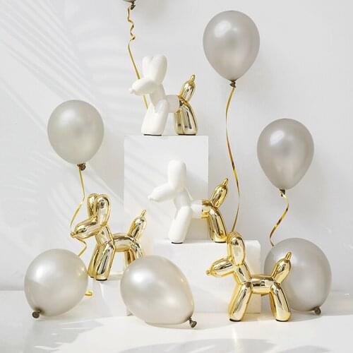 Ceramic creative white Golden Balloon dog statue cute Balloon dog home decor crafts room decoration porcelain animal figurines