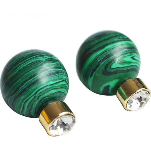 JShine Korean Earrings Double Side Marble Stone 2018 Womens Earring Round Crystal Piercing Earrings for Women Stud Earrings