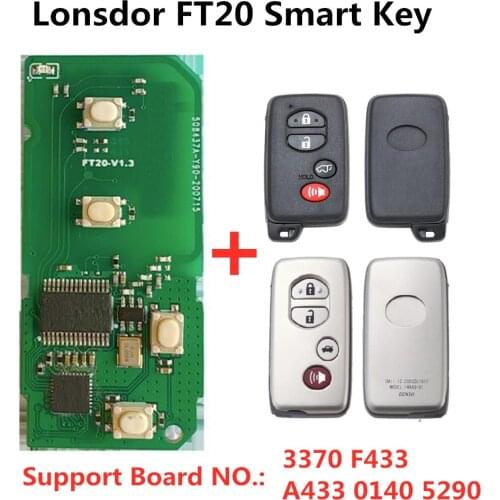 Lonsdor FT20-0140/3370/5290/A433/F433 314/433MHz Car Smart Remote Key for T-oyota/Crown/Prodo/L-exus 4D PCB Board work with K518