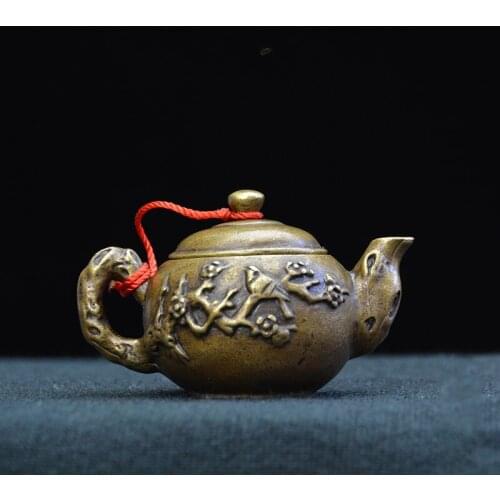 Small Copper Ware Copper Pot Lucky Plum Tea Pot Small Water Drop Pot Collection Small Gift