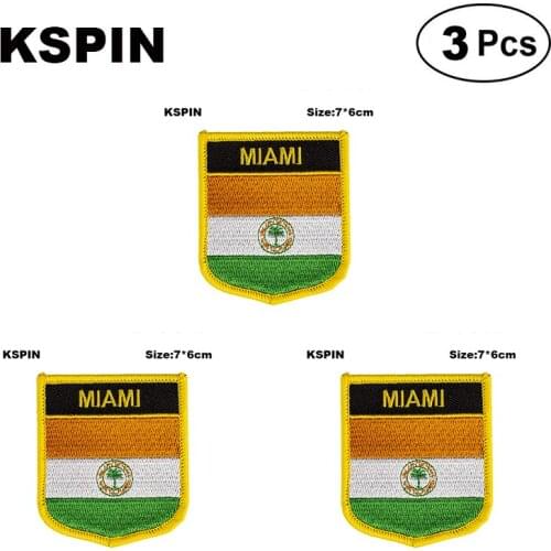 Miami Shiled Shape Flag Patches National Flag Patches For Cothing DIY Decoration