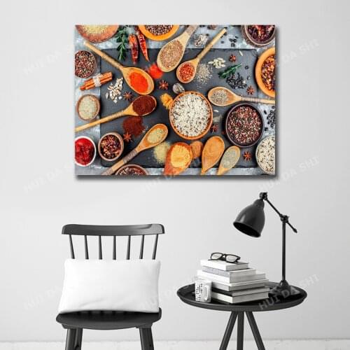 Spice wall art Restaurant wall art Kitchen poster Dining room decor Extra large wall art