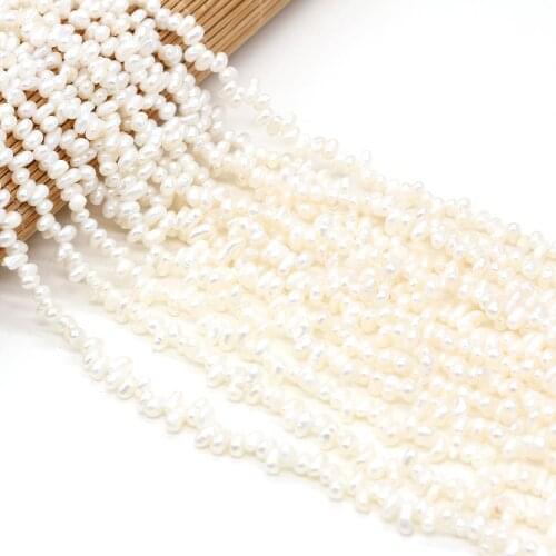 Natural Freshwater Pearl Irregular Shape Glossy Notoginseng Hole Pearl for Making Jewelry Necklace Bracelets 3-4mm