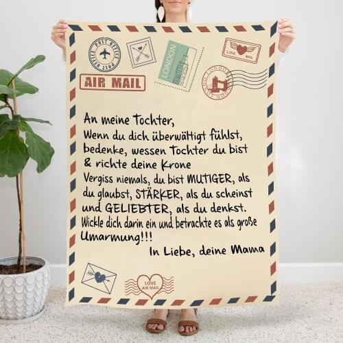 German Letter From Mother To Daughter Blanket Flannel Printed Multi-function Ultra-Soft Throw Blankets for Bed Outdoor