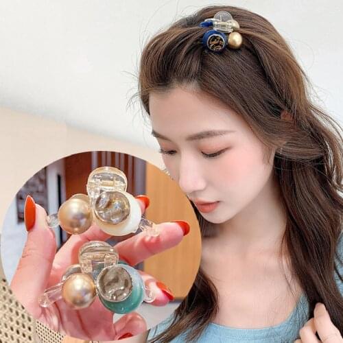 New Women Elegant Acrylic Circle Ball Patchwork Geometric Hair Claws Sweet Hair Clips Headband Hairpin Fashion Hair Accessories