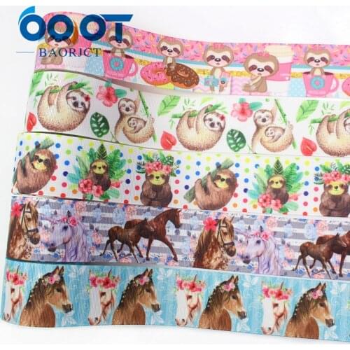 OOOT BAORJCT I-191015-2451,38mm,10yards animal Cartoon Thermal transfer Printed grosgrain Ribbons,Clothing DIY handmade material