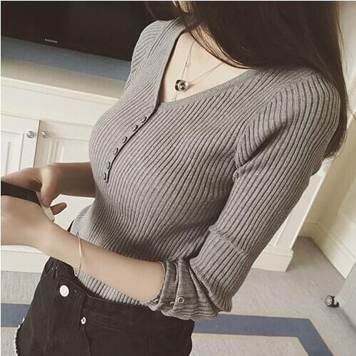 Autumn and Winter V Neck Womens Sweaters Fashion Knitted Computer Knitted Casual Woman Sweaters Short Style Lady Sweaters