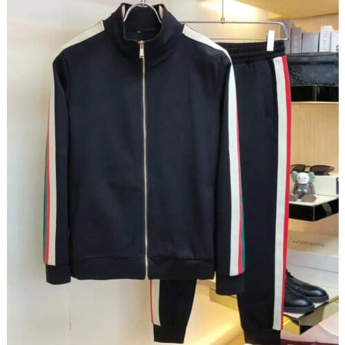 Couple leisure sports suit mens 2021 new fashion long-sleeved trousers slim cardigan two-piece suit
