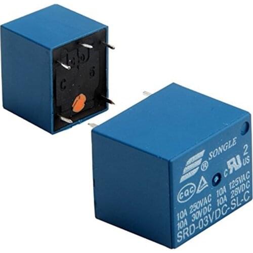 100pcs SRD-03VDC-SL-C 3VDC 10A 250 VAC Power relay PCB Type T73-3V 5 feet SRD-3VDC-SL-C 3V 250VAC New and original Free shipping