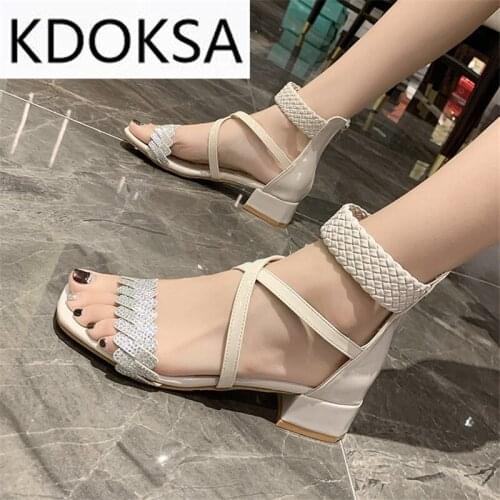 Roman Sandals Womens Summer Wear Fashion 2021 New Summer Fairy Style Wild Thick Heel Temperament High Heel Sandals