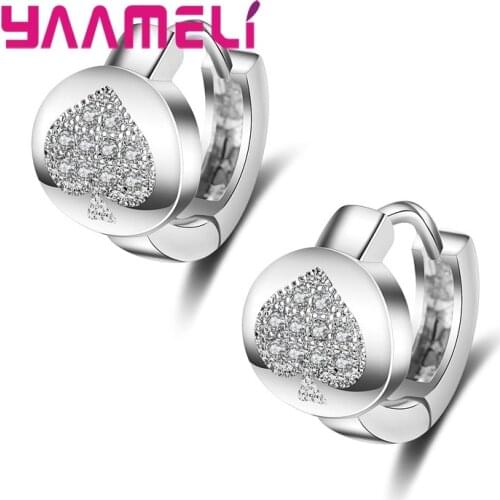 Silver Jewelry CZ Crystal Heart Charms Earrings Elegant Brincos Romantic Fashion Jewelry for Women Wedding Engagement