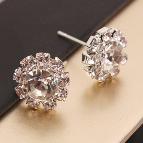 AKOLION Earings Fashion Jewelry 2019 Euro-American Sunflower Ear Cute Bright Shiny Zircon Korean Sliver Stud Earrings Btes--9