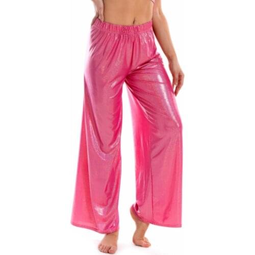 Practicing dance wide leg pants women shiny ice silk breathable yoga pants