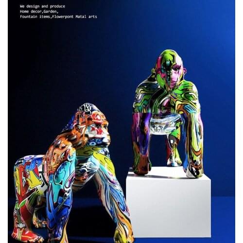 Nordic Creative Home Decor Creative Colorful Graffiti Gorilla Figurine Creative Decoration Home Resin Sculpture Creative Gift