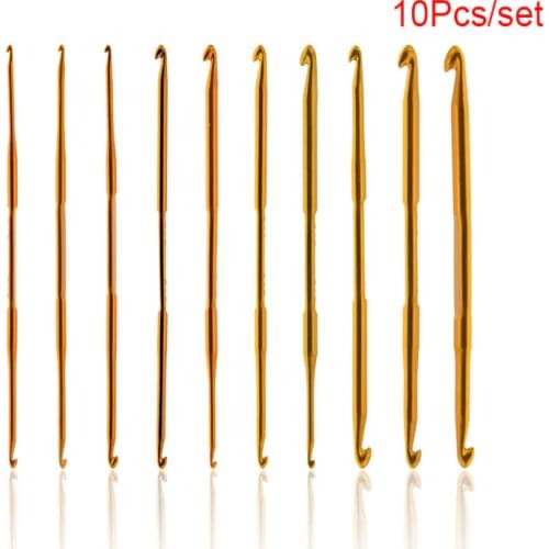 10pcs/6pc/1pc Weave Craft Sweater Knitting Metal Handle Craft Needles Alumina Double End Crochet Hook Knitting Needle(2mm-10mm)