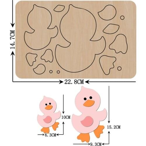 Duck Animal Birthday Cake Decor Plug-in Flag Handwork Wooden Mold Clothes Shoes Pendants Wood Dies Leather Cloth Paper Craft