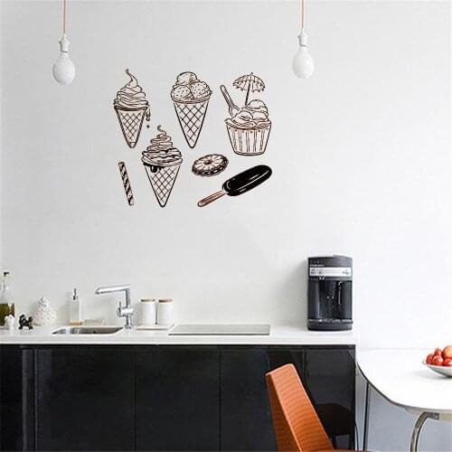 All kinds of Ice Cream Wall Stickers For Cold Drink Shop Dessert Shop Coffee Shop Kitchen Wall Decal Decor Vinyl dw10613