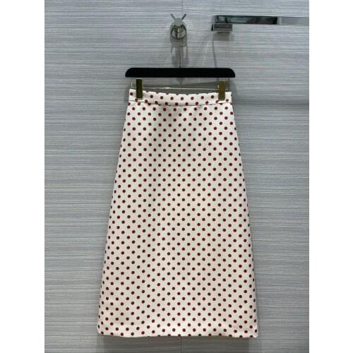 Fashion ladies 2021 new sexy retro style high waist red wave dot print long skirt 0118