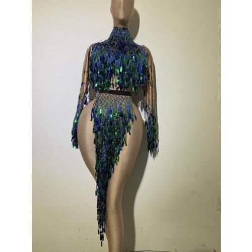 Women Ballroom Competition Dresses Latin Dance Costume Tassel Stage Outfit Dress Night Party Clubwear