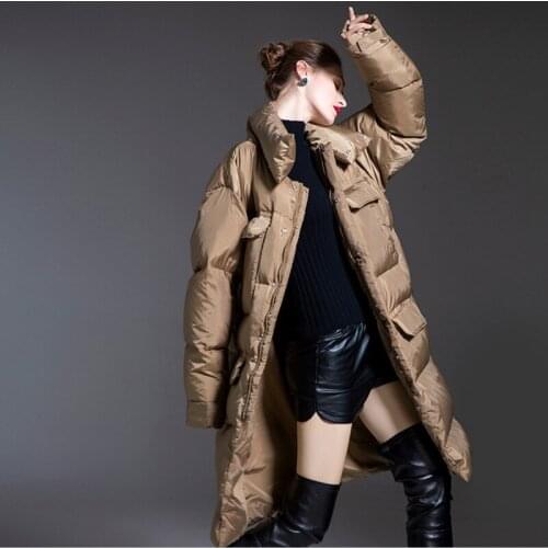 Women oversize Stand-up collar Down Coat Winter Jacket Women Feather Clothes Plus Size 90% White Duck Down Jackets Outwear Parka
