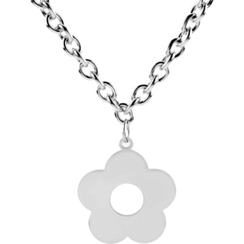 Aesthetic Flower Heart Shape Necklace for Women Stainless Steel Choker Choker Fashion Necklaces for Teen Girls